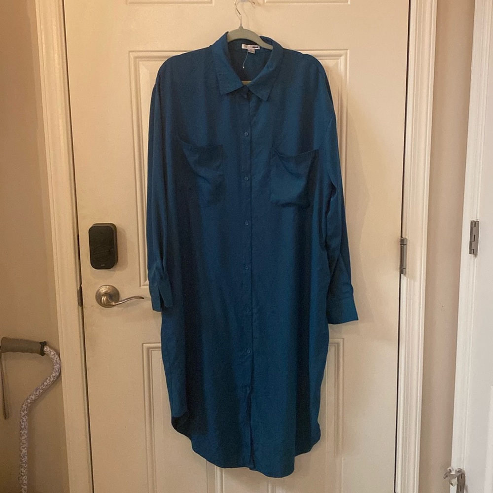 Fashion Nova NWT Shirtwaist Dress, Front pockets on top & side pockets, 1X, 46”